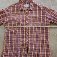 Plaid Panhandle Slim Pearl Snap Rhinestone Button Down Shirt Size L