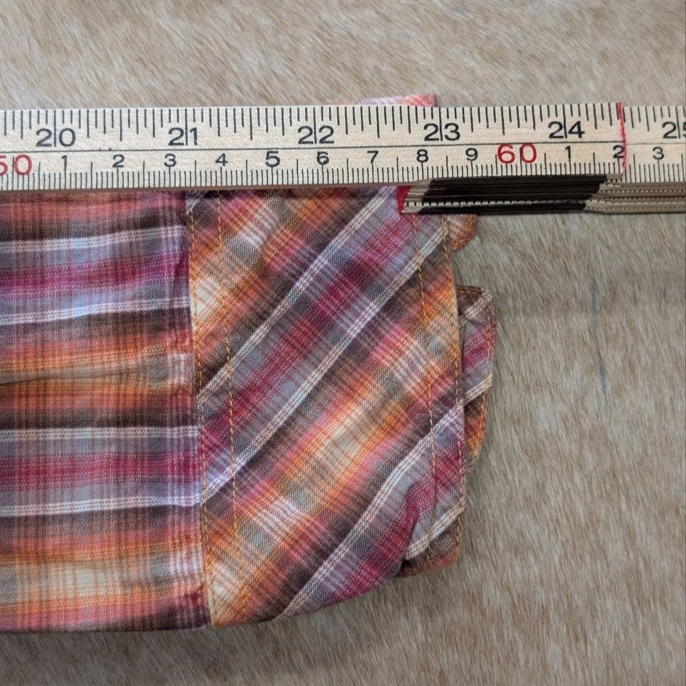 Plaid Panhandle Slim Pearl Snap Rhinestone Button Down Shirt Size L