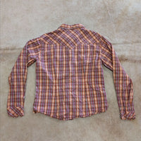 Plaid Panhandle Slim Pearl Snap Rhinestone Button Down Shirt Size L