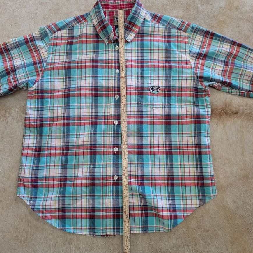 Plaid Cruel Girl Button Down Shirt Size L