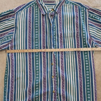Vintage 1990s Green and Purple Arizona Jean Company Button Down Shirt Size XL