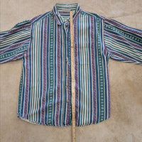 Vintage 1990s Green and Purple Arizona Jean Company Button Down Shirt Size XL