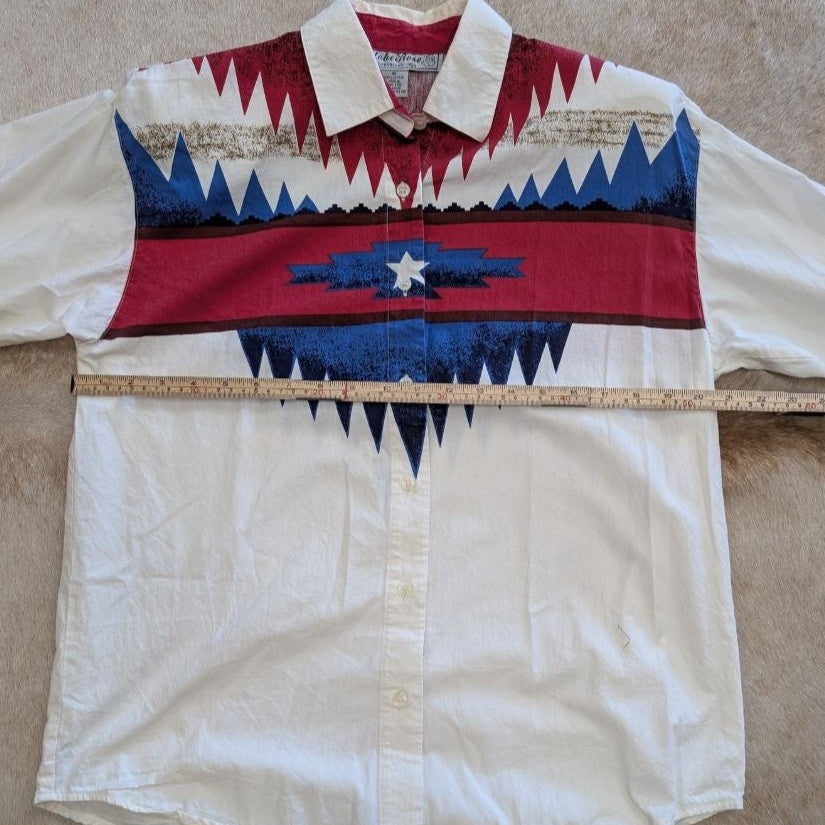 Vintage 1990s Adobe Rose Western Americana Button Down Shirt Size M