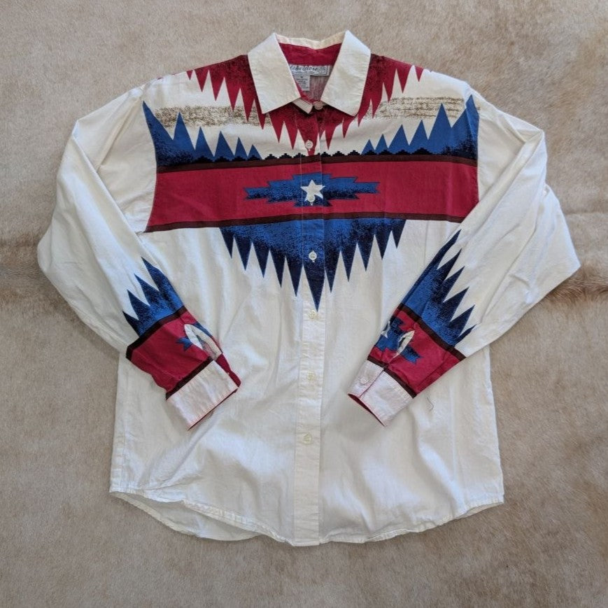 Vintage 1990s Adobe Rose Western Americana Button Down Shirt Size M