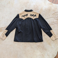Scully Black and Tan Snap Button Horse Print Shirt Size XXL