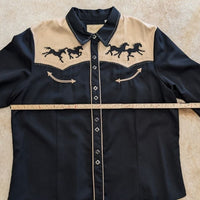 Scully Black and Tan Snap Button Horse Print Shirt Size XXL