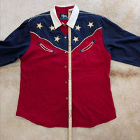 Vintage 1990s Roper Patriotic Western Button Down Shirt Size L