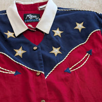 Vintage 1990s Roper Patriotic Western Button Down Shirt Size L
