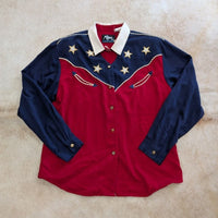Vintage 1990s Roper Patriotic Western Button Down Shirt Size L