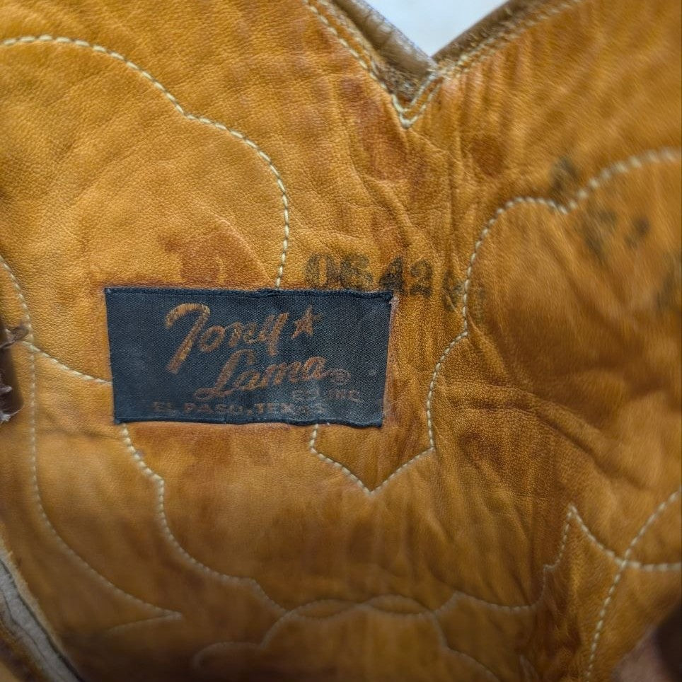 Vintage 1970s Brown Tony Lama Cowboy Boots Size 6