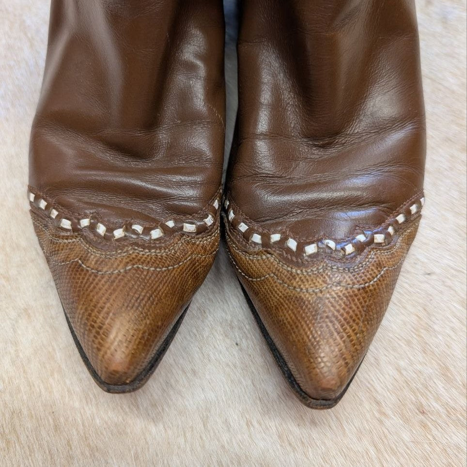 Vintage 1970s Brown Tony Lama Cowboy Boots Size 6