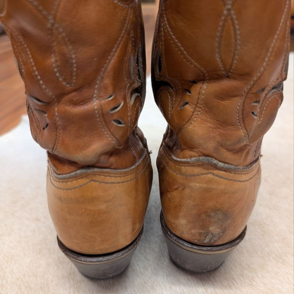 Vintage 1970s ACME Tan Cowboy Boots Size 7