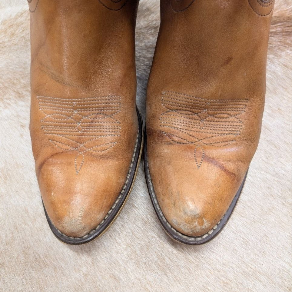 Vintage 1970s ACME Tan Cowboy Boots Size 7