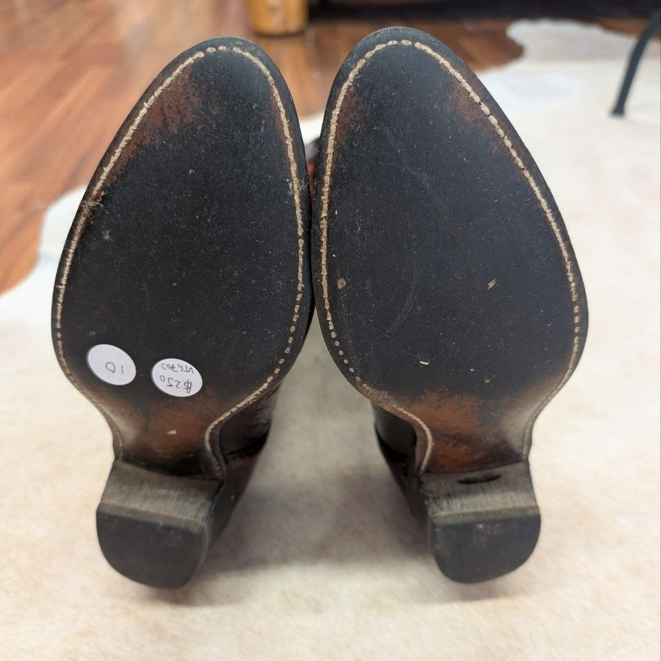 Vintage 1970s Imperial Oxblood and Snakeskin Cowboy Boots Size 10