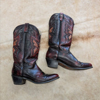 Vintage 1970s Imperial Oxblood and Snakeskin Cowboy Boots Size 10