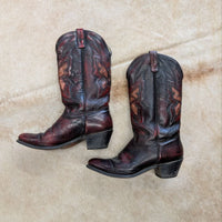 Vintage 1970s Imperial Oxblood and Snakeskin Cowboy Boots Size 10